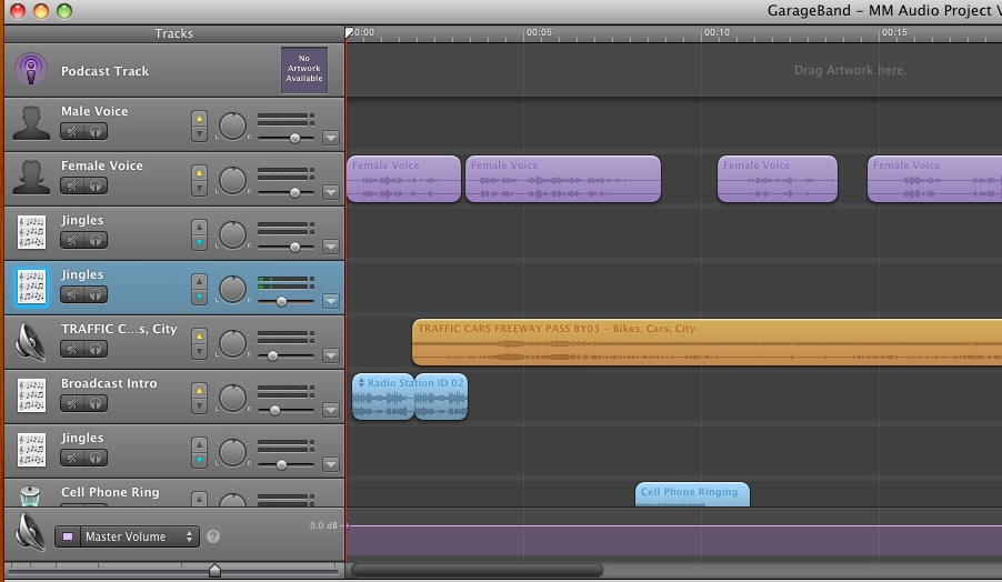 Audio Project Screen Shot in Garage Band